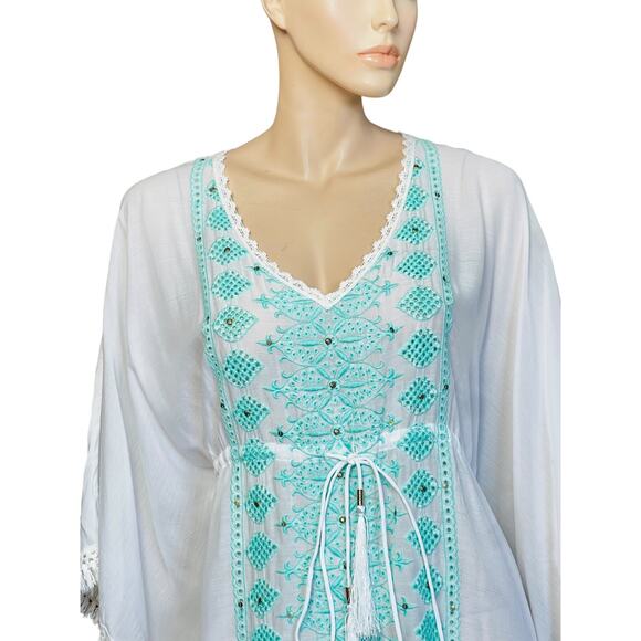 New Melissa Odabash Isabelle White/Mint Beach Coverup Dress Fit Medium/Large - Picture 6 of 10